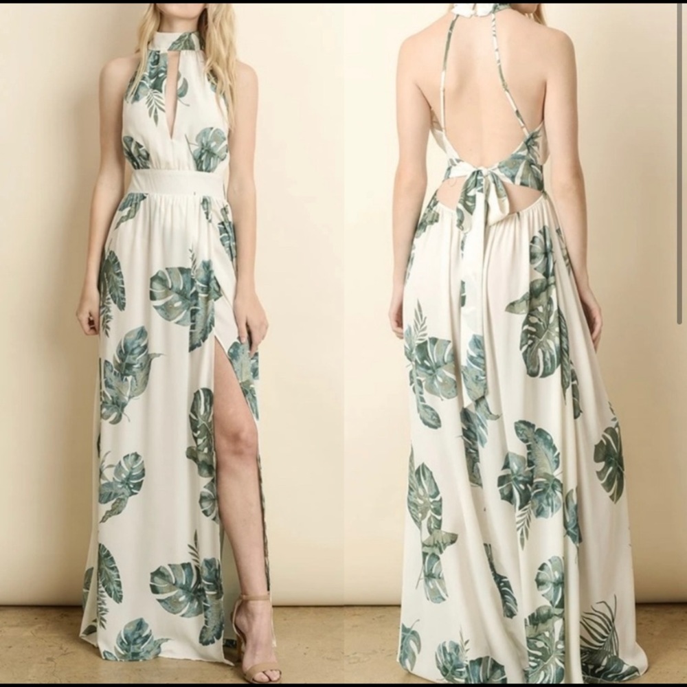 Resort Ready! Tropical Halter Maxi Dress